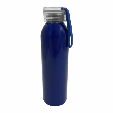Botella de aluminio ligera modelo Hanna de 600ml con tapa transparente y correa de silicona para obsequios corporativos personalizables