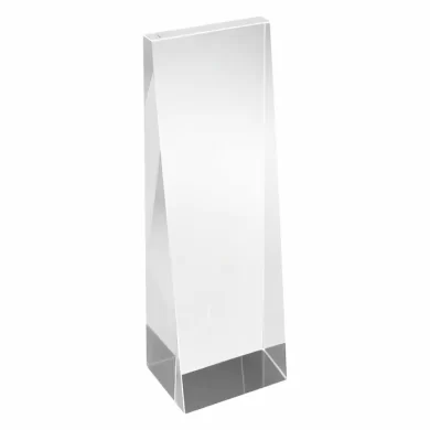 Galvano de cristal transparente alto modelo Ágata de 22.5 cm para premios y reconocimientos corporativos en caja de lujo