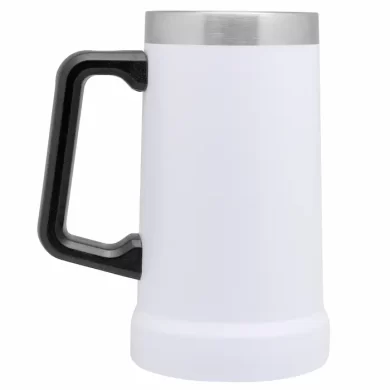 Jarro cervecero térmico de 700ml acero inoxidable con pintura powder coat texturizada y mango negro para obsequios corporativos