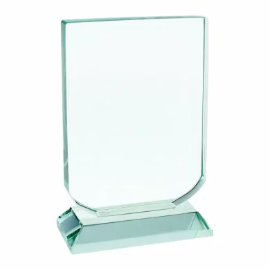 Mini galvano de cristal tono jade de 6x9 cm para premios, presentado en caja de regalo negra con interior de terciopelo
