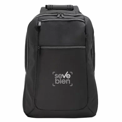 Mochila corporativa modelo Tech Carry para notebook de 14 pulgadas con compartimento lateral y banda para maleta ideal para merchandising
