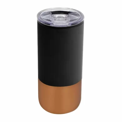 Mug térmico de 500ml con exterior de acero inoxidable 201 e interior de plástico, tapa transparente a presión para merchandising corporativo