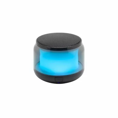 Parlante Bluetooth estéreo modelo Jelly con cuerpo transparente, luces LED de colores y conexión USB-C para obsequios corporativos
