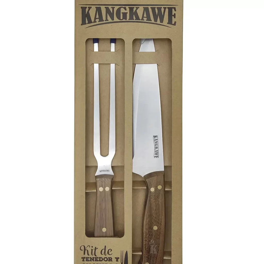 Set de asado de 2 piezas con cuchillo parrillero y tenedor trinchante para regalo corporativo