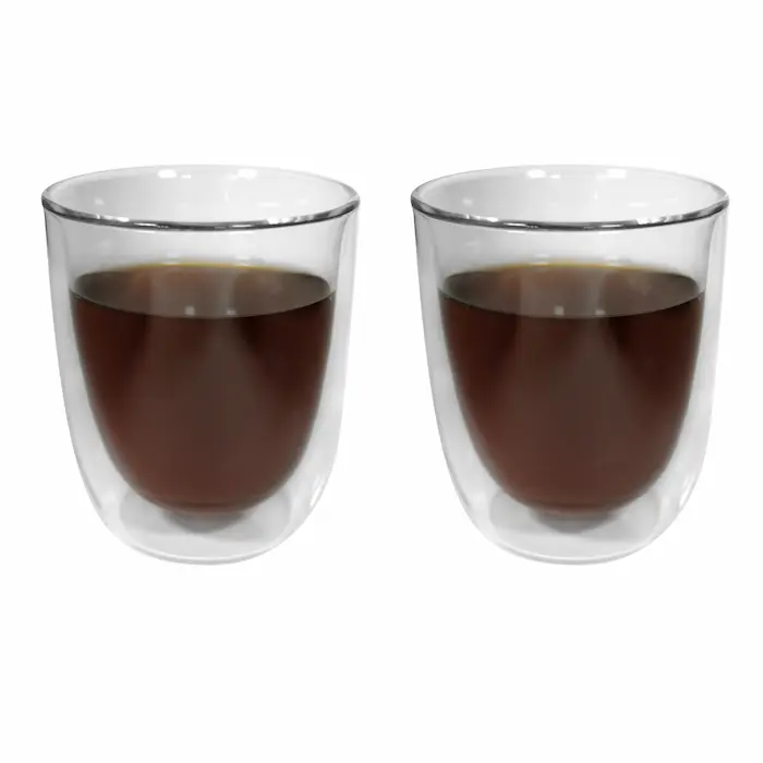 Set de vasos de vidrio transparente de diseño moderno y resistente presentados en caja de regalo premium