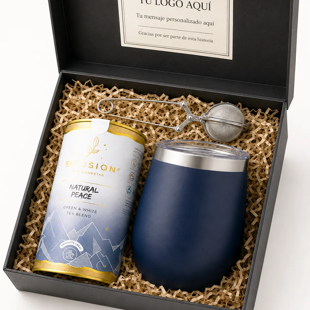 Set Mariana con Mug Térmico Mallow y pack de té Enfusion con infusor.