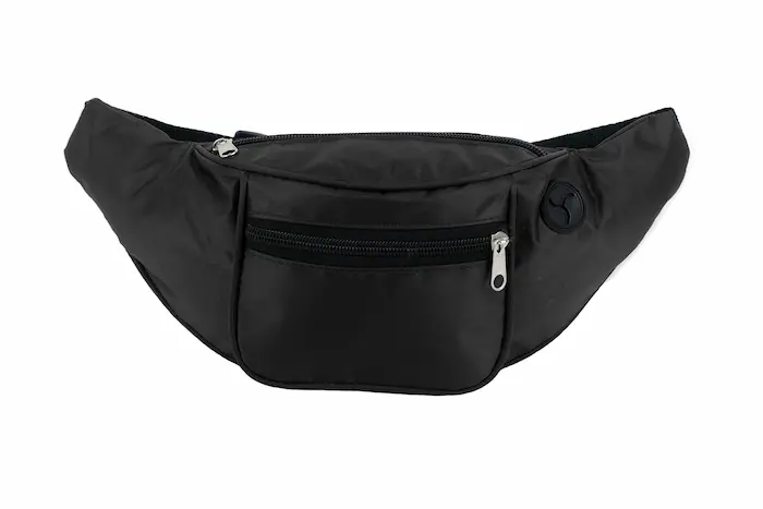 Banano deportivo modelo Kangoo de poliéster resistente con salida para audífonos, cierres metálicos y correa ajustable