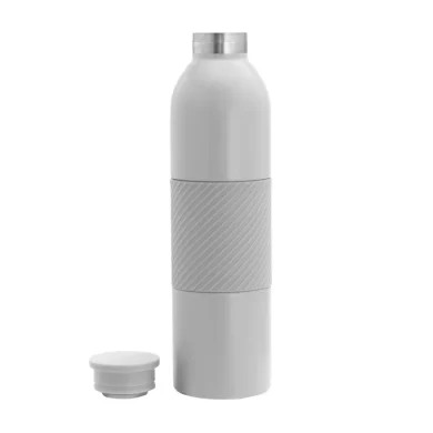 Botella térmica de acero inoxidable 600ml acabado mate con grip de silicona texturado y caja de regalo kraft