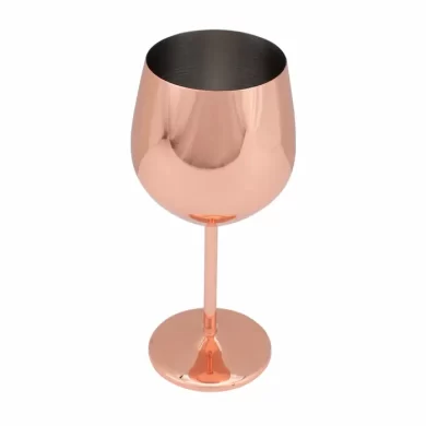 Copa de acero inoxidable con acabado cobre brillante de 500cc para vino o cócteles, ideal para regalo corporativo