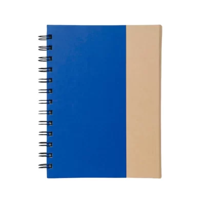 Libreta espiral con tapa de cartón, cierre magnético, bolígrafo incluido y set de notas adhesivas de colores