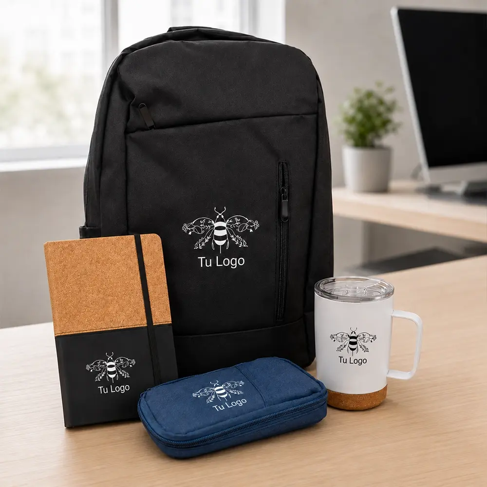 Kit de bienvenida Córcega corporativo con logo para empresa en Chile
